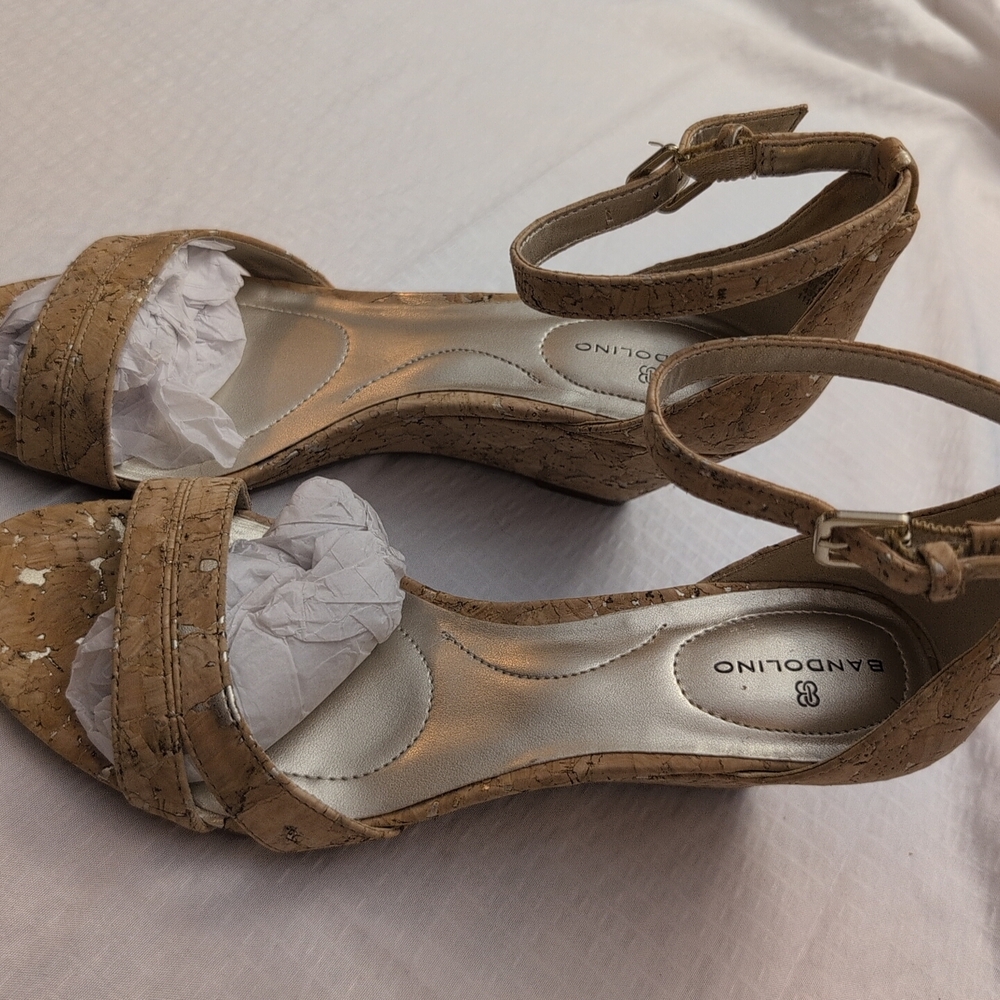 Bandolino Tan Wedges with Airy Cutout Design